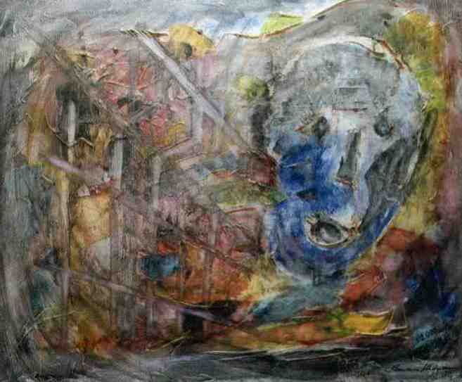 Hermann Uhlmann: Ruf nach Freiheit:  Nessel, Acryl-Tempera, 62x77 - 2000