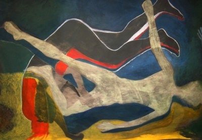 Waldemar Mirek: Schatten (Ein Teil ca. 150x300 cm)2010, Acryl auf Papier, 150x3000 cm